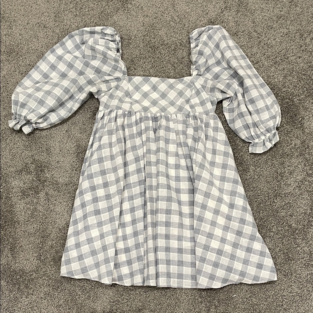 Storia Blue and White Gingham Mini Dress